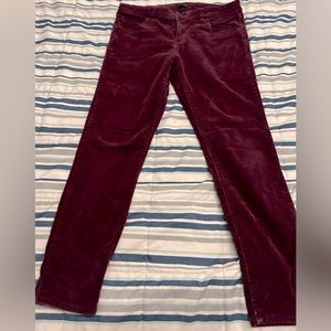 Maroon corded style skinny pant